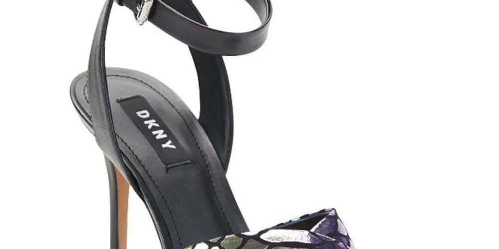 Sandálias femininas DKNY Ivy Leather com tira no tornozelo e bico aberto para ocasiões especiais, cinza, tamanho 9,5