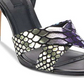 Sandálias femininas DKNY Ivy Leather com tira no tornozelo e bico aberto para ocasiões especiais, cinza, tamanho 9,5