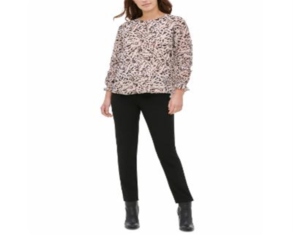 Blusa Calvin Klein Feminina com Estampa Floral e Gola Redonda Rosa Tamanho XS