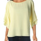 Vince Camuto Top Feminino Ombro Caído Mangas em Camadas Amarelo Tamanho Grande