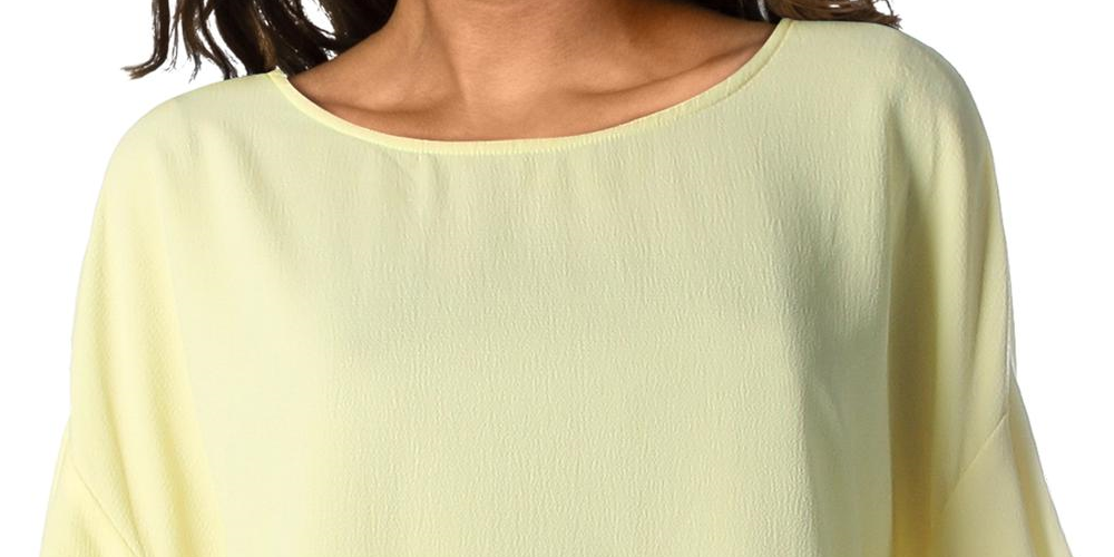 Vince Camuto Top Feminino Ombro Caído Mangas em Camadas Amarelo Tamanho Grande