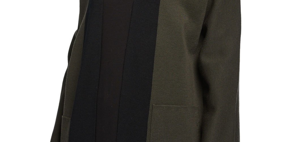 Cardigan de lã Eileen Fisher Colorblock, verde, tamanho médio
