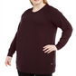 Ideologia Top Túnica Plus Size Feminino Gola Redonda Berinjela Escuro XX-Grande