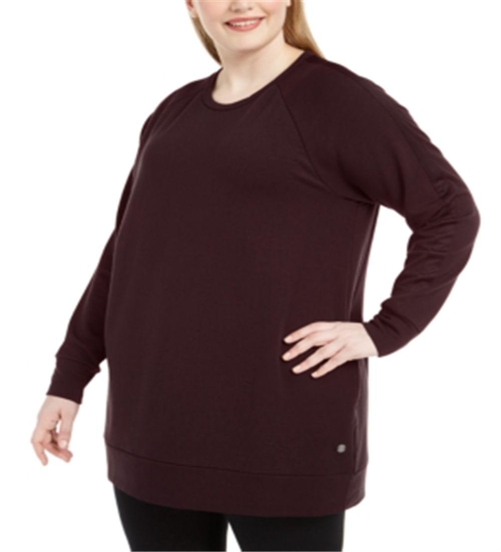 Ideologia Top Túnica Plus Size Feminino Gola Redonda Berinjela Escuro XX-Grande