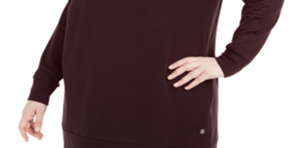 Ideologia Top Túnica Plus Size Feminino Gola Redonda Berinjela Escuro XX-Grande