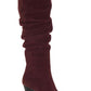 Botas femininas INC Gerii de camurça com bico fino e cano alto, tamanho 7 M, vermelhas