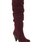 Botas femininas INC Gerii de camurça com bico fino e cano alto, tamanho 7 M, vermelhas