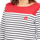 Blusa listrada de bolinhas Karen Scott feminina, vermelha, tamanho pequeno GG
