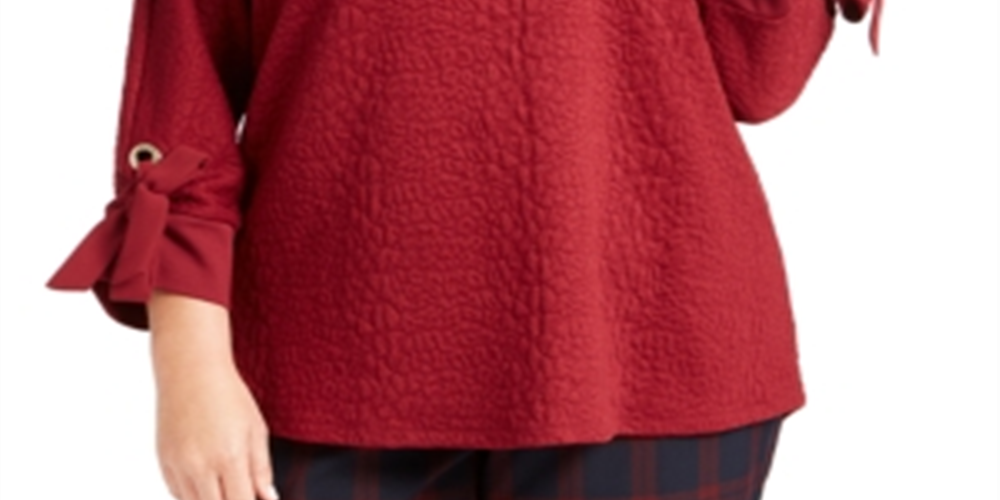 Top feminino plus texturizado Charter Club vermelho tamanho 3X