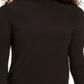 Blusa feminina Kasper com gola falsa e mangas compridas, preta, tamanho grande