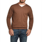 Suéter de cashmere masculino vintage com acabamento canelado e à prova de intempéries, marrom, tamanho médio