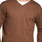 Suéter de cashmere masculino vintage com acabamento canelado e à prova de intempéries, marrom, tamanho médio