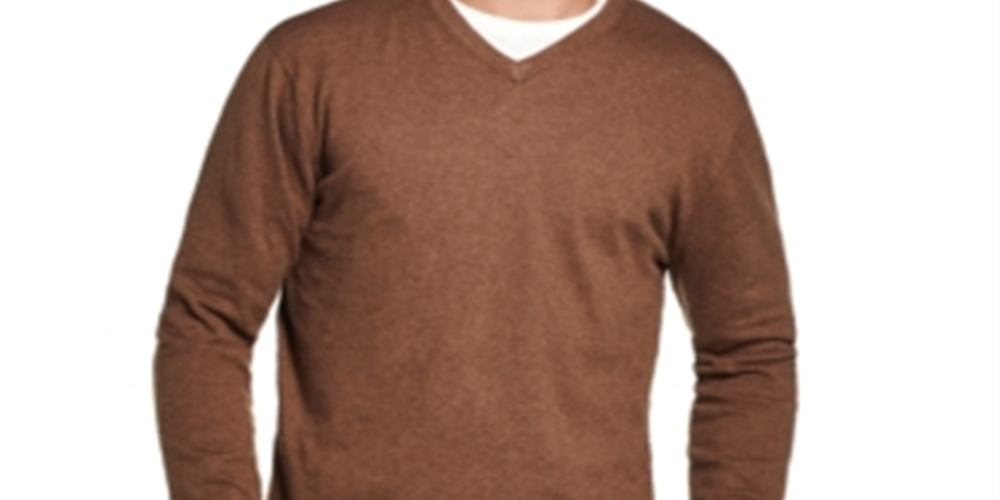 Suéter de cashmere masculino vintage com acabamento canelado e à prova de intempéries, marrom, tamanho médio