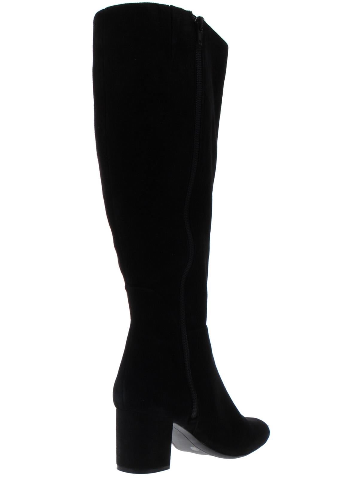 Botas sociais femininas de camurça com zíper e salto bloco da INC International Concepts, pretas, tamanho 6