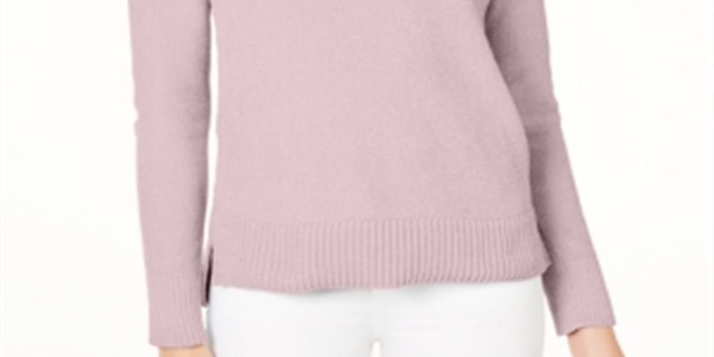 Suéter Feminino Maison Jules Chenille Hi-Low Gola V Rosa Tamanho Médio