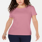 Camiseta feminina Karen Scott lisa rosa tamanho médio