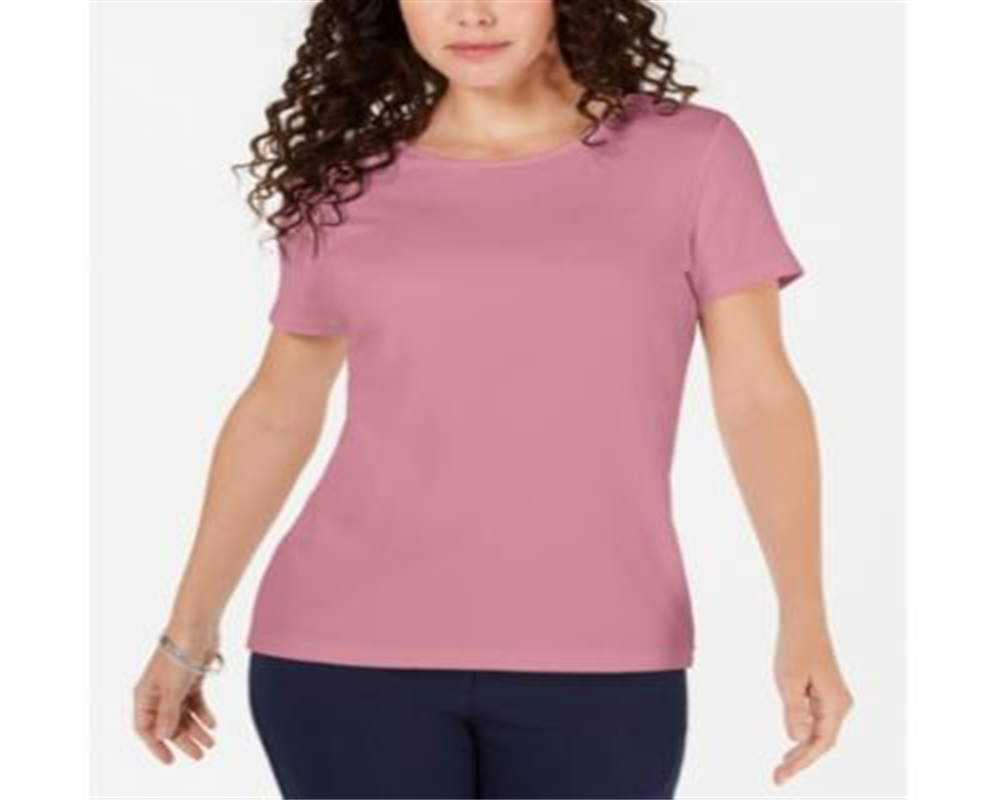 Camiseta feminina Karen Scott lisa rosa tamanho médio