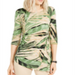 Blusa lateral estampada feminina Alfani, verde, tamanho pequeno M