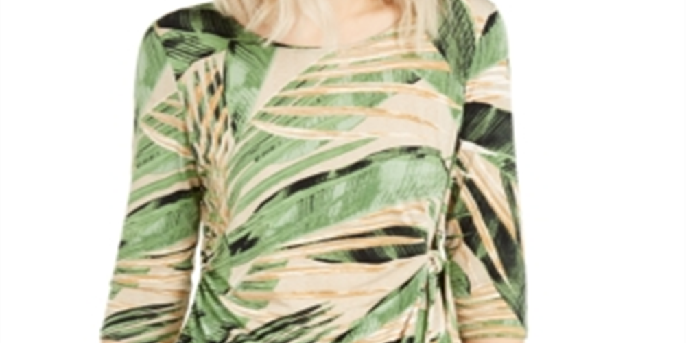 Blusa lateral estampada feminina Alfani, verde, tamanho pequeno M