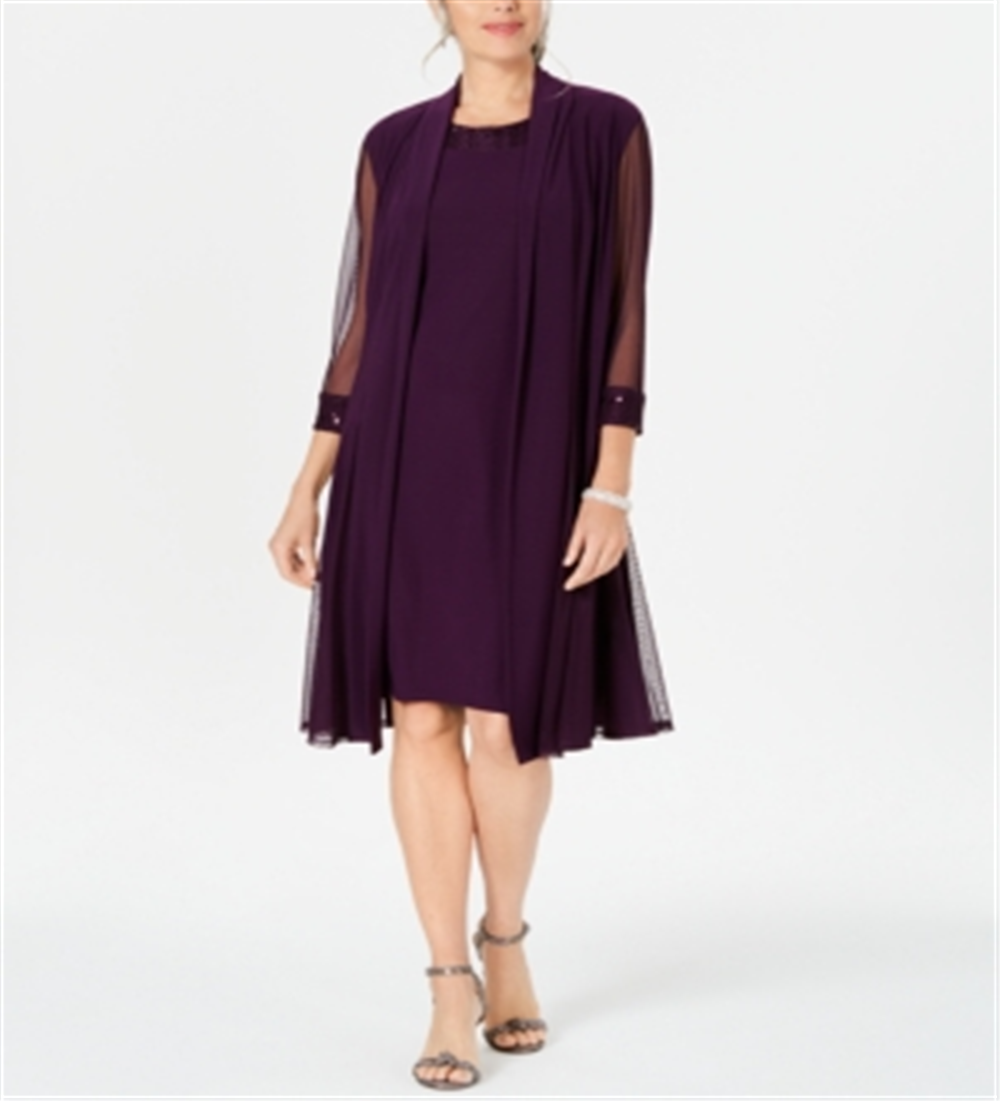 Jaqueta e vestido feminino R &amp; M Richards roxo tamanho 10 pequeno