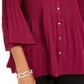 Blusa plissada com botões frontais e manga sino da NY Collection feminina, tamanho roxo - Petite XL