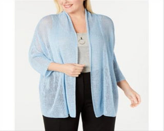 Alfani Kimono Feminino Plus Size com Frente Aberta Azul Tamanho 2X