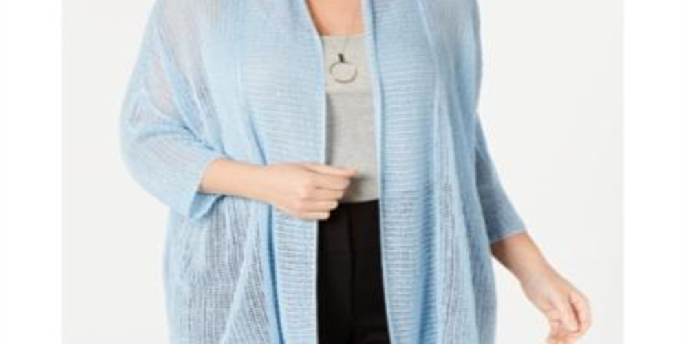 Alfani Kimono Feminino Plus Size com Frente Aberta Azul Tamanho 2X