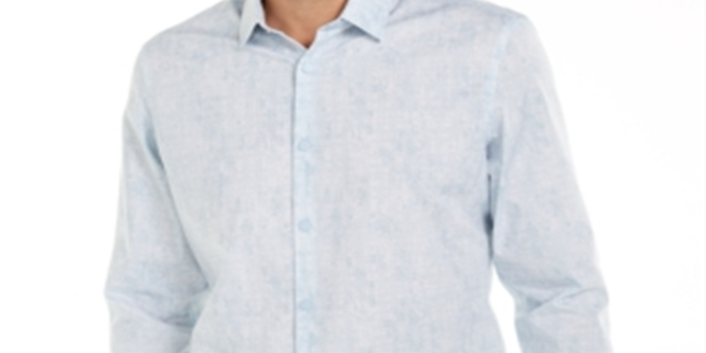 Camisa xadrez abstrata Alfani masculina, corte clássico, azul desbotado, tamanho 3XL