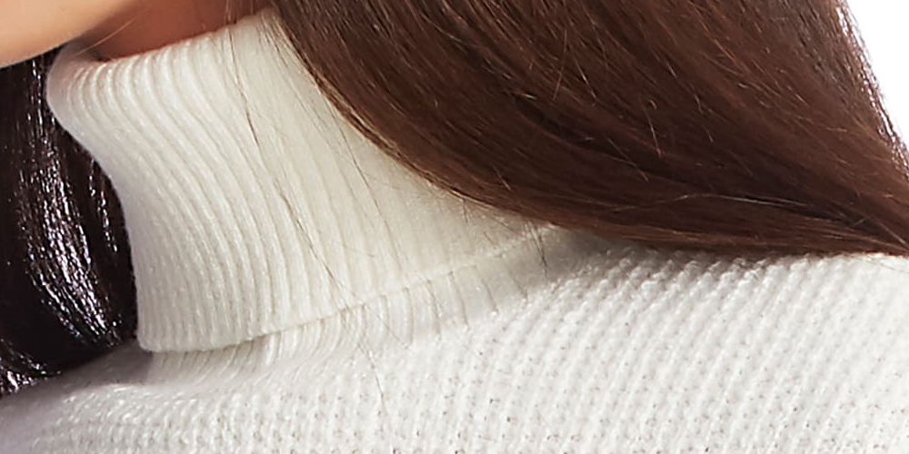 1.STATE Suéter Feminino Grande Gola Alta Botão Lateral Branco Tamanho G