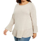 Suéter pulôver feminino com babados Style Co., estilo marrom, tamanho 1X