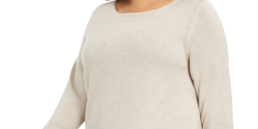 Suéter pulôver feminino com babados Style Co., estilo marrom, tamanho 1X