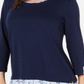 Blusa feminina Karen Scott com acabamento estampado, azul, tamanho pequeno GG