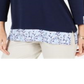 Blusa feminina Karen Scott com acabamento estampado, azul, tamanho pequeno GG