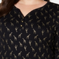 Karen Scott Top Henley Feminino Estampado Manga 3/4 Preto Tamanho 1X