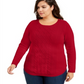 Suéter feminino plus size de tricô trançado Charter Club, vermelho deslumbrante, tamanho 4X