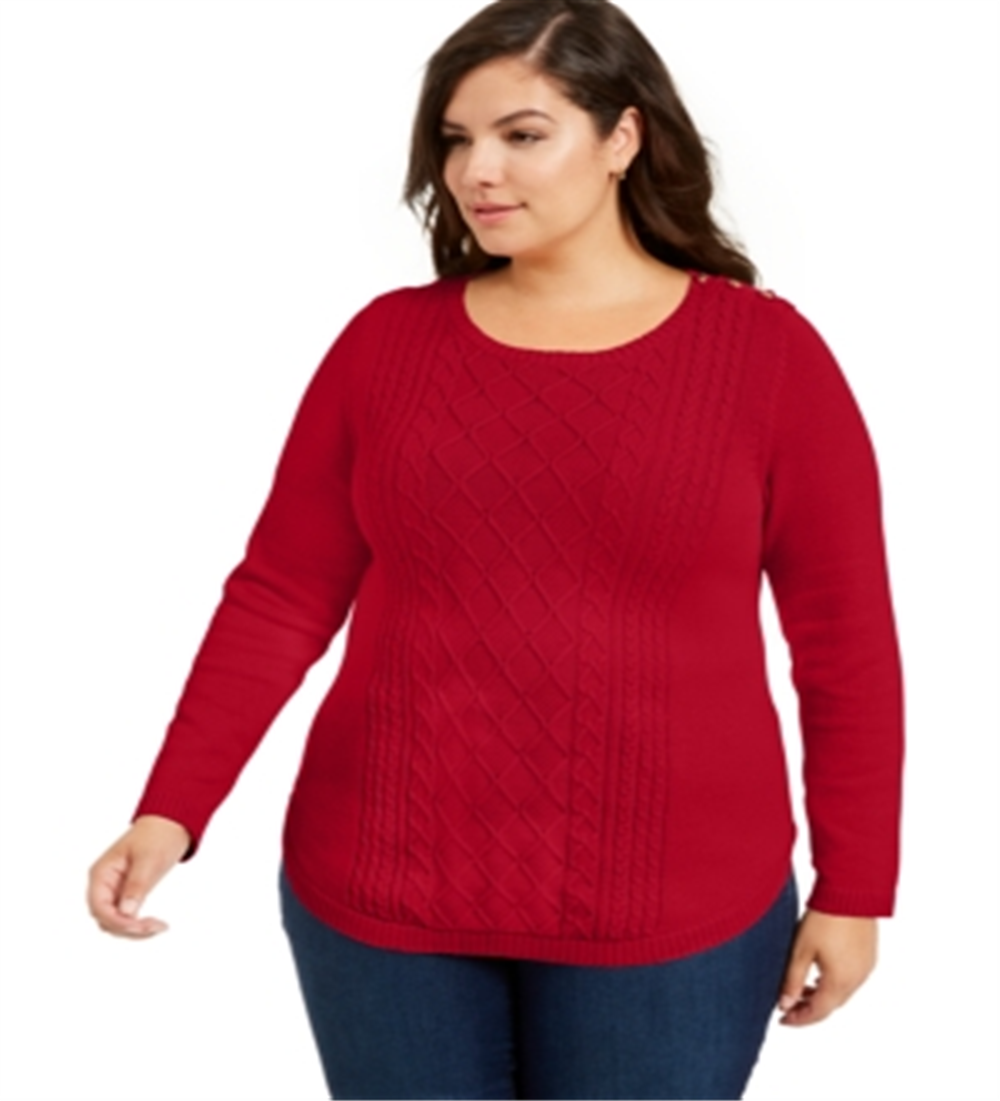 Suéter feminino plus size de tricô trançado Charter Club, vermelho deslumbrante, tamanho 4X