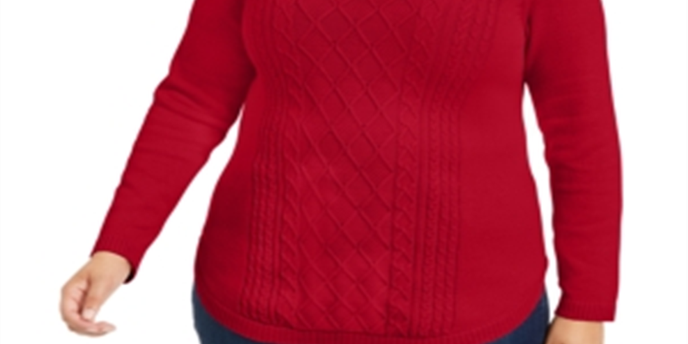 Suéter feminino plus size de tricô trançado Charter Club, vermelho deslumbrante, tamanho 4X