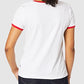 Camiseta Tommy Hilfiger Love-Graphic Ringer Feminina Branca Brilhante Tamanho P