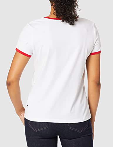 Camiseta Tommy Hilfiger Love-Graphic Ringer Feminina Branca Brilhante Tamanho P