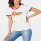 Camiseta Tommy Hilfiger Love-Graphic Ringer Feminina Branca Brilhante Tamanho P