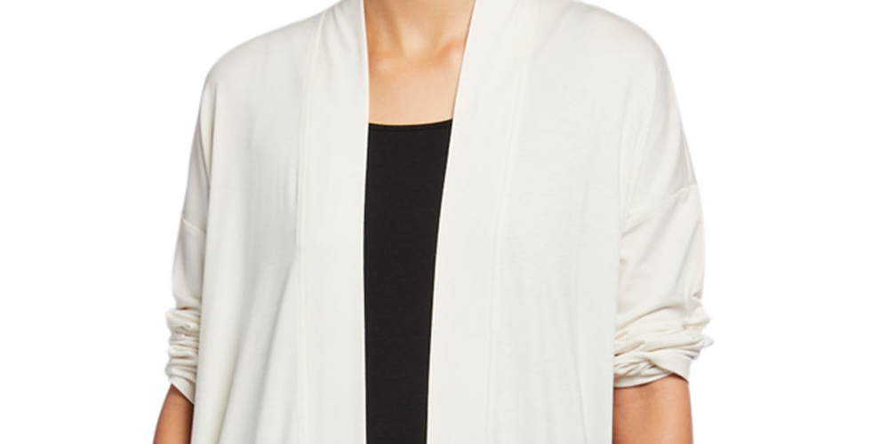 Cardigan feminino Eileen Fisher Tencel com frente aberta, marrom, tamanho extragrande