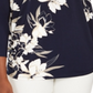 JM Collection Blusa feminina estampada com strass e manga dolman, azul, tamanho P