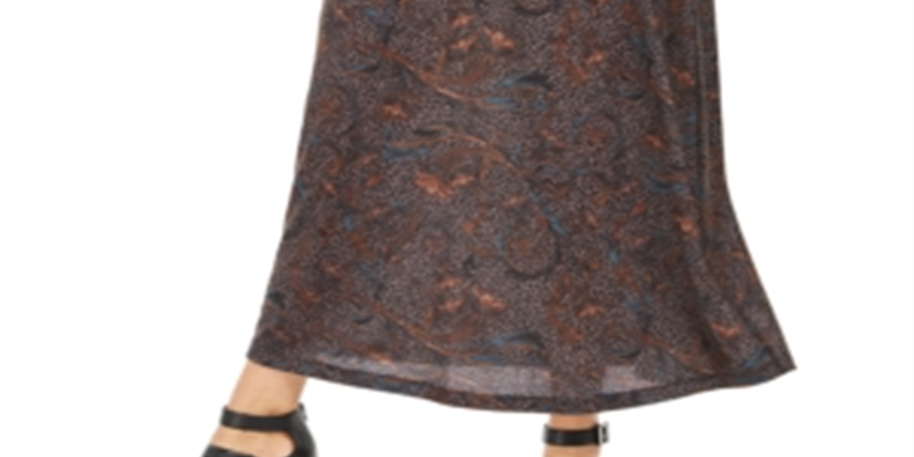 Saia longa estampada feminina Style &amp; Co, cinza, tamanho pequeno