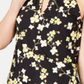 INC International Concepts Top feminino com estampa floral e decote redondo, amarelo e preto, tamanho pequeno