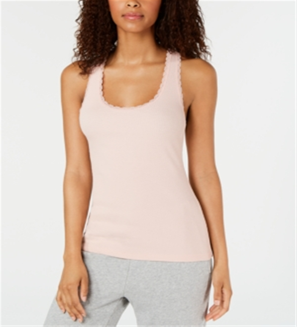 Pijama regata feminino Jenni by Jennifer Moore com acabamento em renda, cor pêssego, tamanho X-S