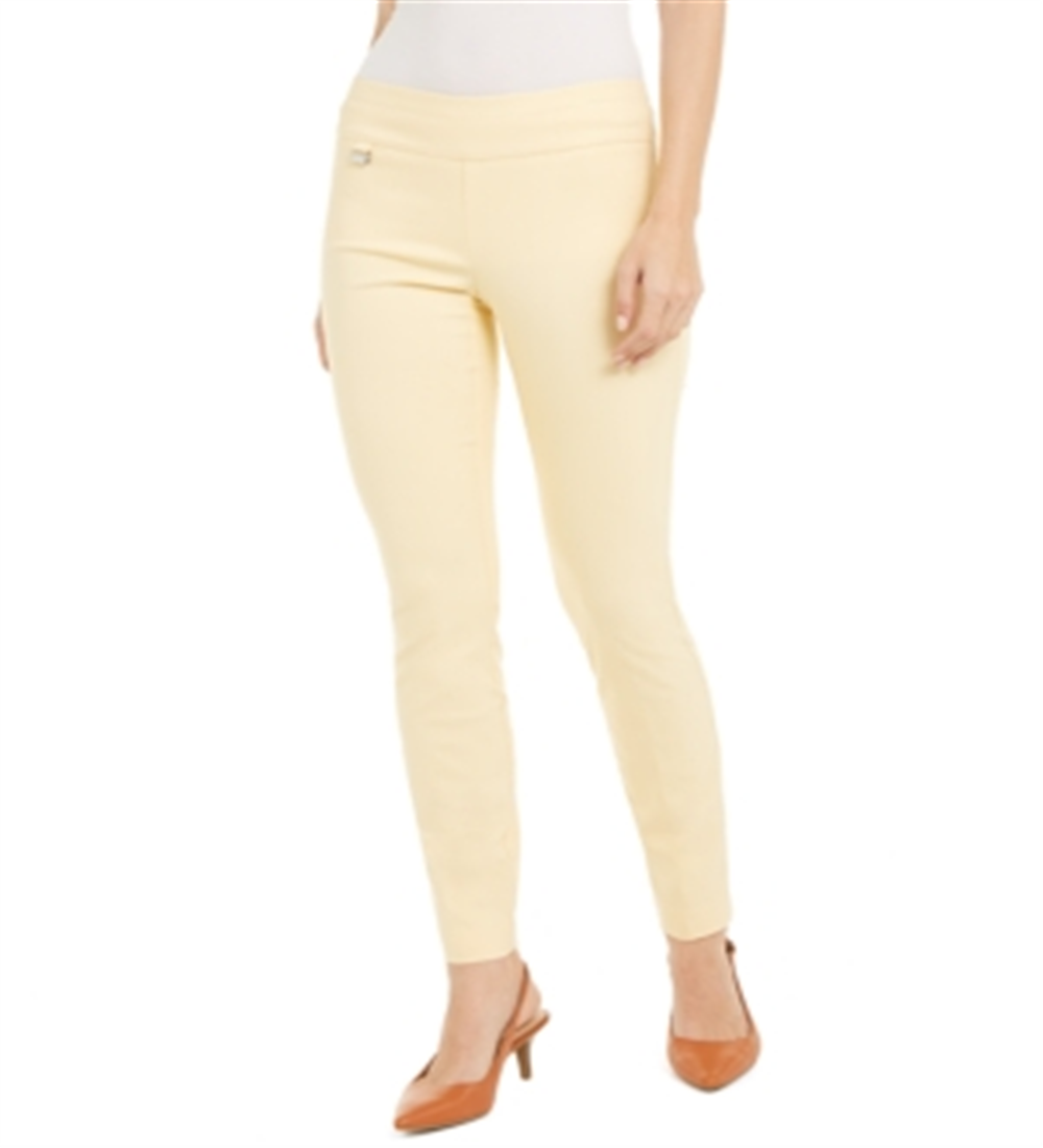 Calça skinny com controle de barriga Alfani feminina, comprimento regular, curta e longa, Sundance Yellow, tamanho 4