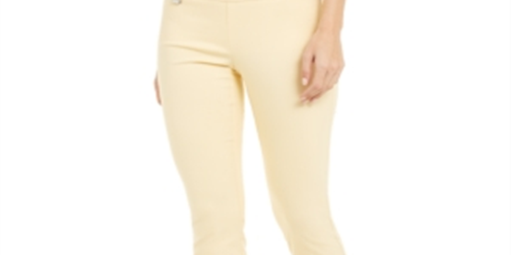 Calça skinny com controle de barriga Alfani feminina, comprimento regular, curta e longa, Sundance Yellow, tamanho 4