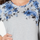 Karen Scott Moletom feminino estampado manga 3/4 cinza tamanho pequeno P
