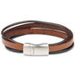 Pulseira de couro masculina sob medida, marrom, tamanho único