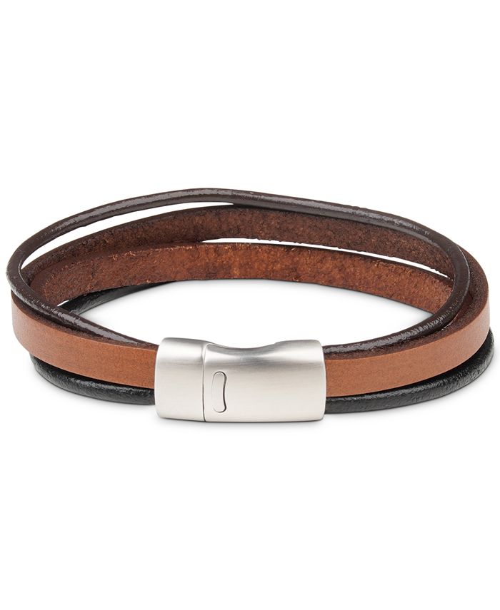 Pulseira de couro masculina sob medida, marrom, tamanho único